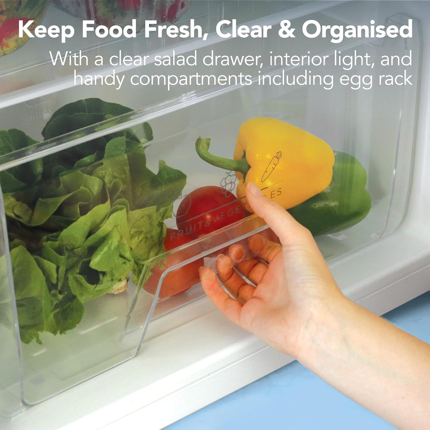 Under Counter Fridge 97L Freestanding With Reversible Door White