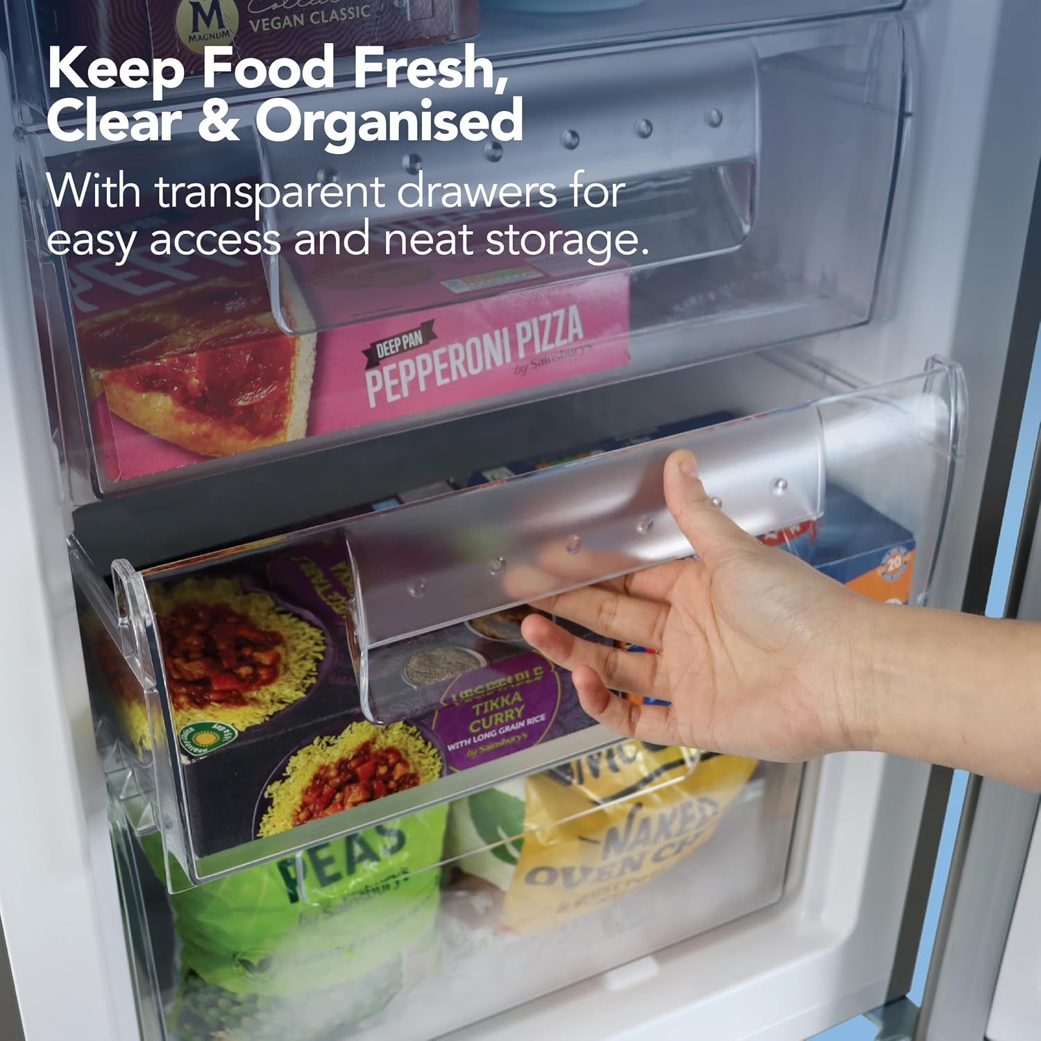 Freestanding Under Counter Freezer 91L Reversible Door Silver