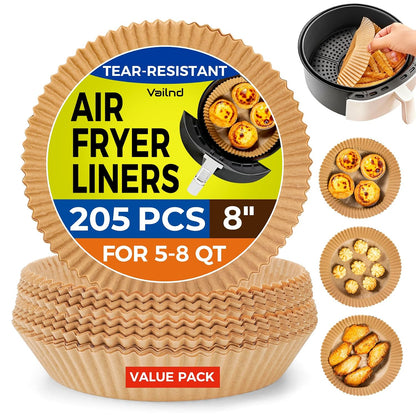 Air Fryer Liners 205 Pcs 8 Inch Disposable Non-Stick Paper For 5-8 Qt Basket