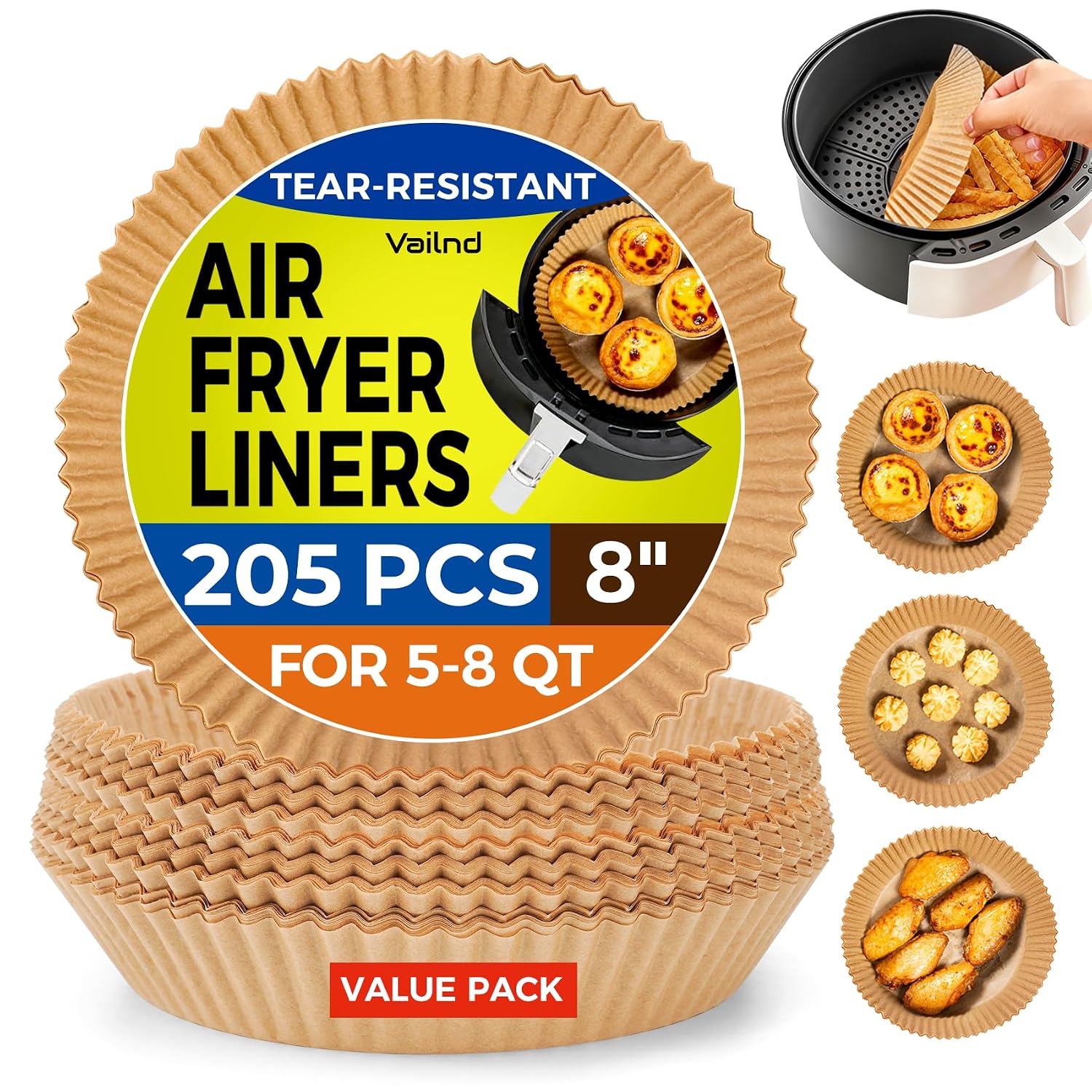 Disposable Air Fryer Liners 205 Pack 8 Inch Round