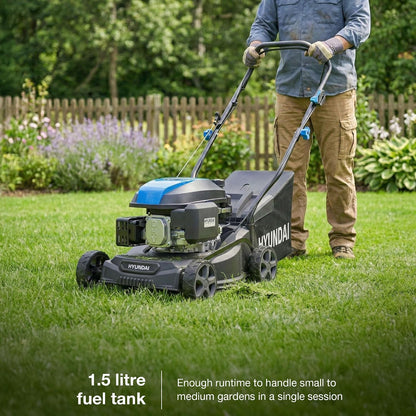 Petrol Lawn Mower 40cm 139cc 7 Cutting Heights 25-75mm 40L Grass Bag Black