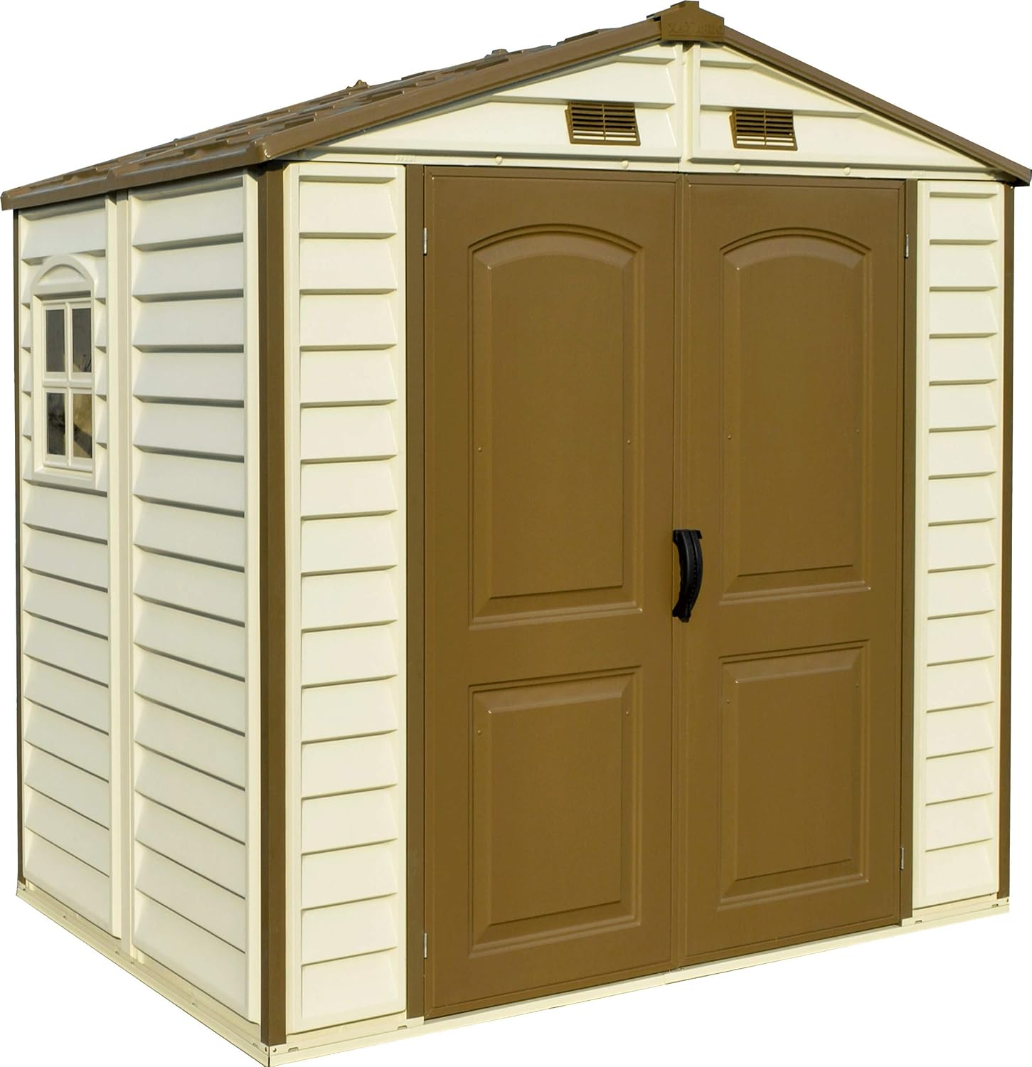 Plastic Garden Storage Shed 8 X 6 Ft Brown Double Doors Lockable