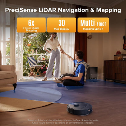 Robot Vacuum Cleaner With Mop 10000Pa Suction Dual Anti-Tangle Brushes Black