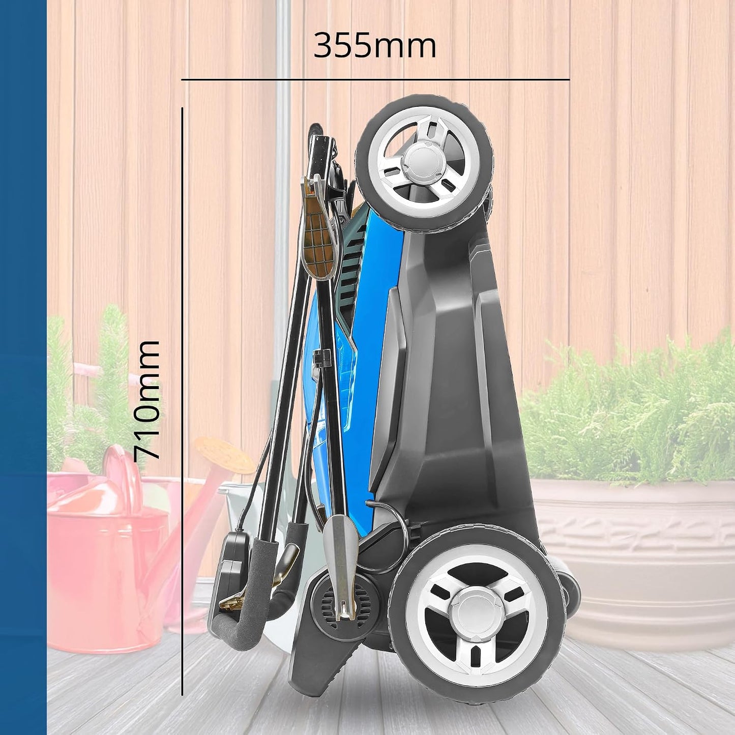 Electric Lawn Mower 38cm 1600W 40L Bag 5 Cutting Heights Blue