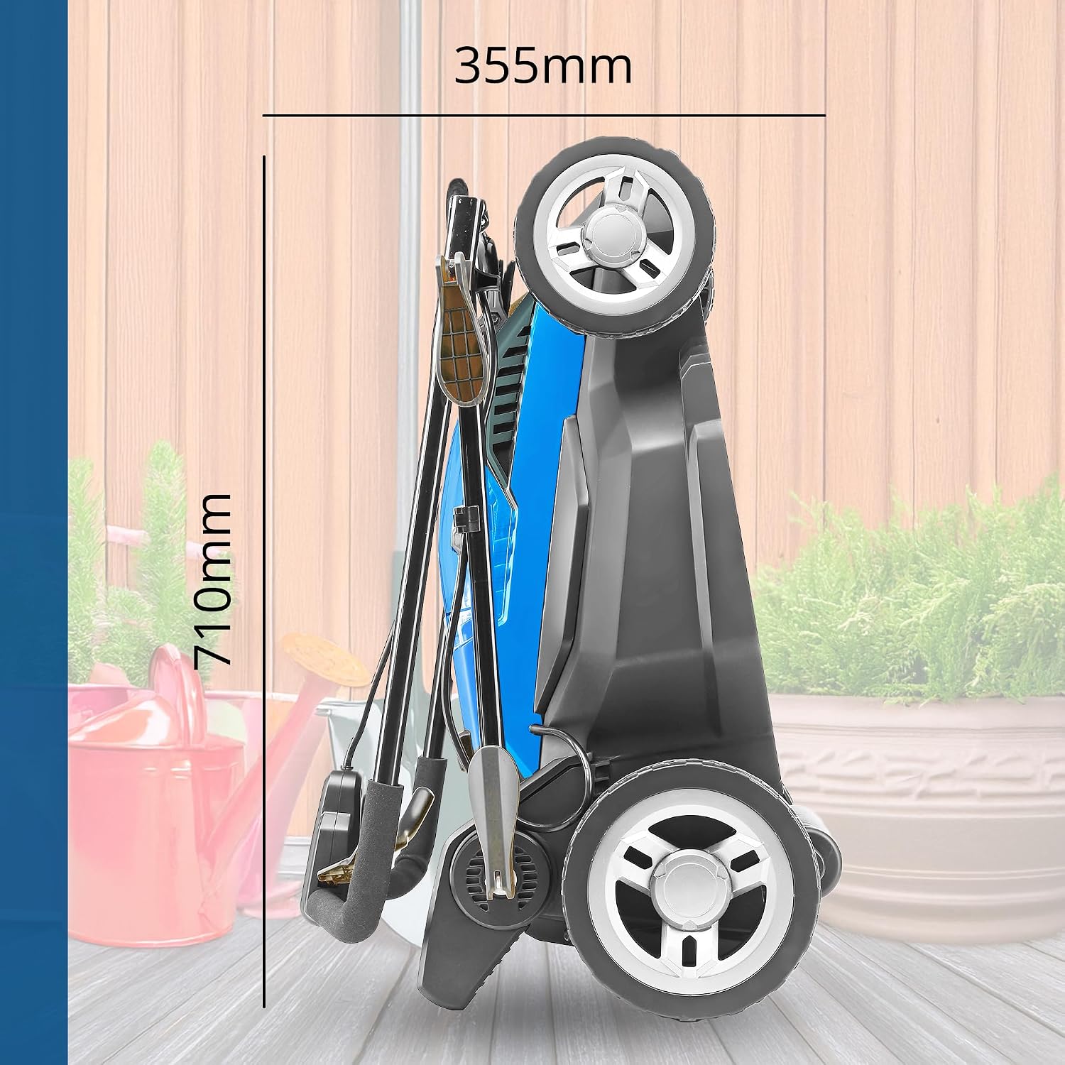 Electric Lawn Mower 38cm 1600W 40L Bag 5 Cutting Heights Blue
