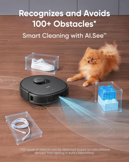 Robot Vacuum With Mop 8000Pa Suction Dual Mops Auto-Lift Black