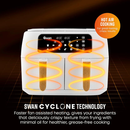 Air Fryer 8L Dual Basket 13 Presets Match Cook White
