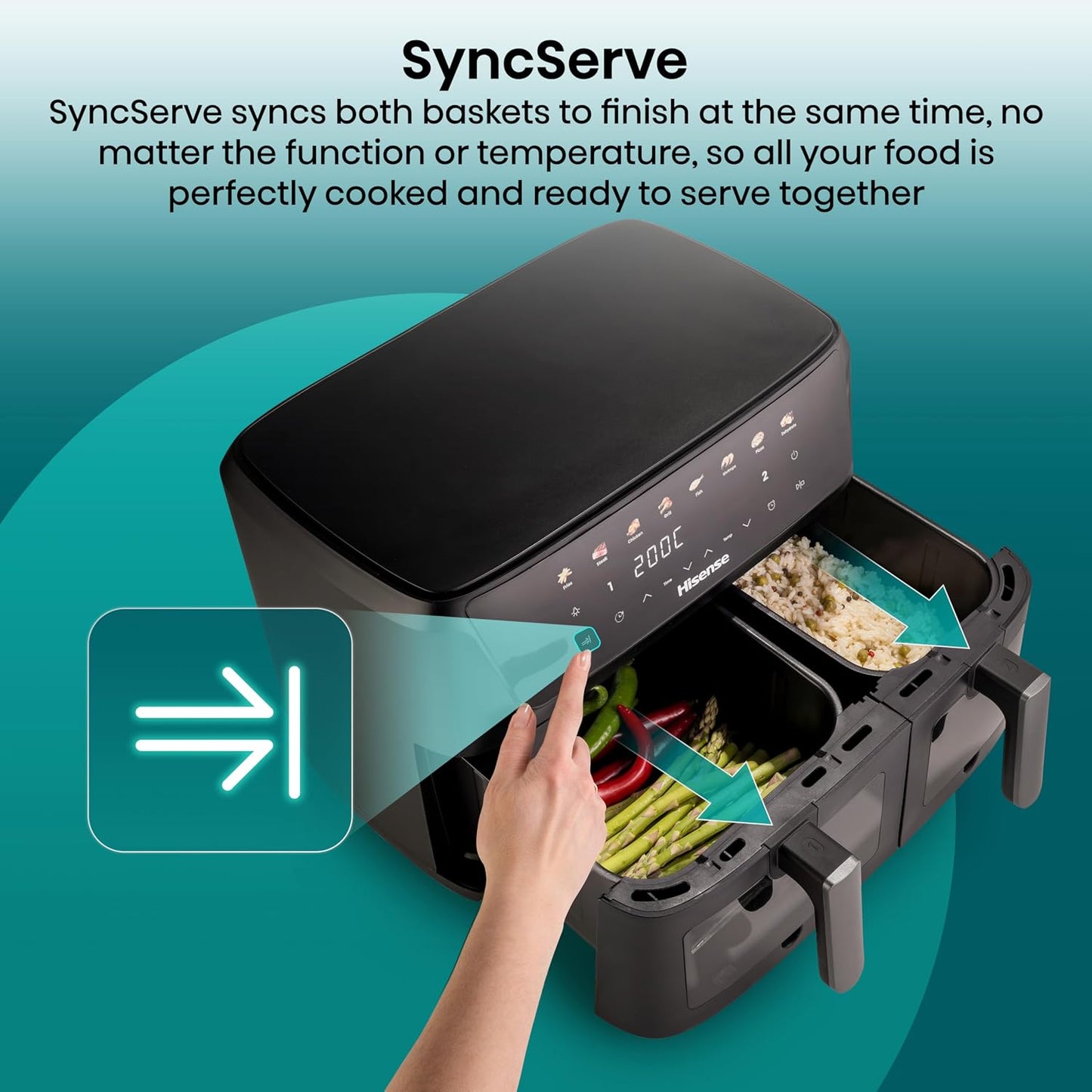 Air Fryer 11L Dual Zone 2700W Colour Touch Display 8 Functions Black