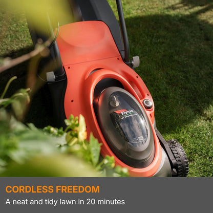 Cordless Lawn Mower 32cm Cutting Width 4 Height Settings 30-60mm 18V 4.0Ah Orange