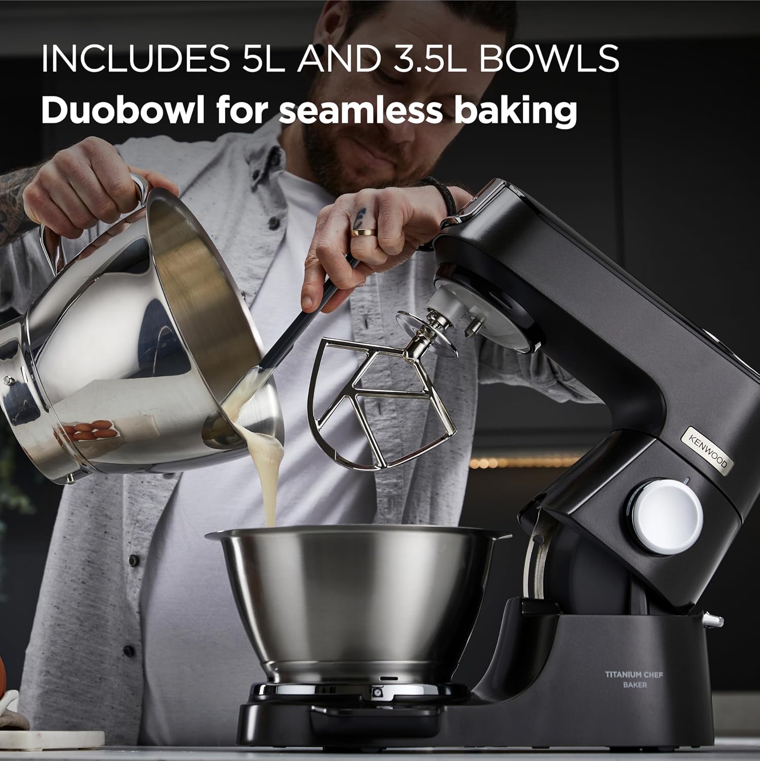 Stand Mixer 1200W Integrated Scale 5L 3.5L Bowls Black