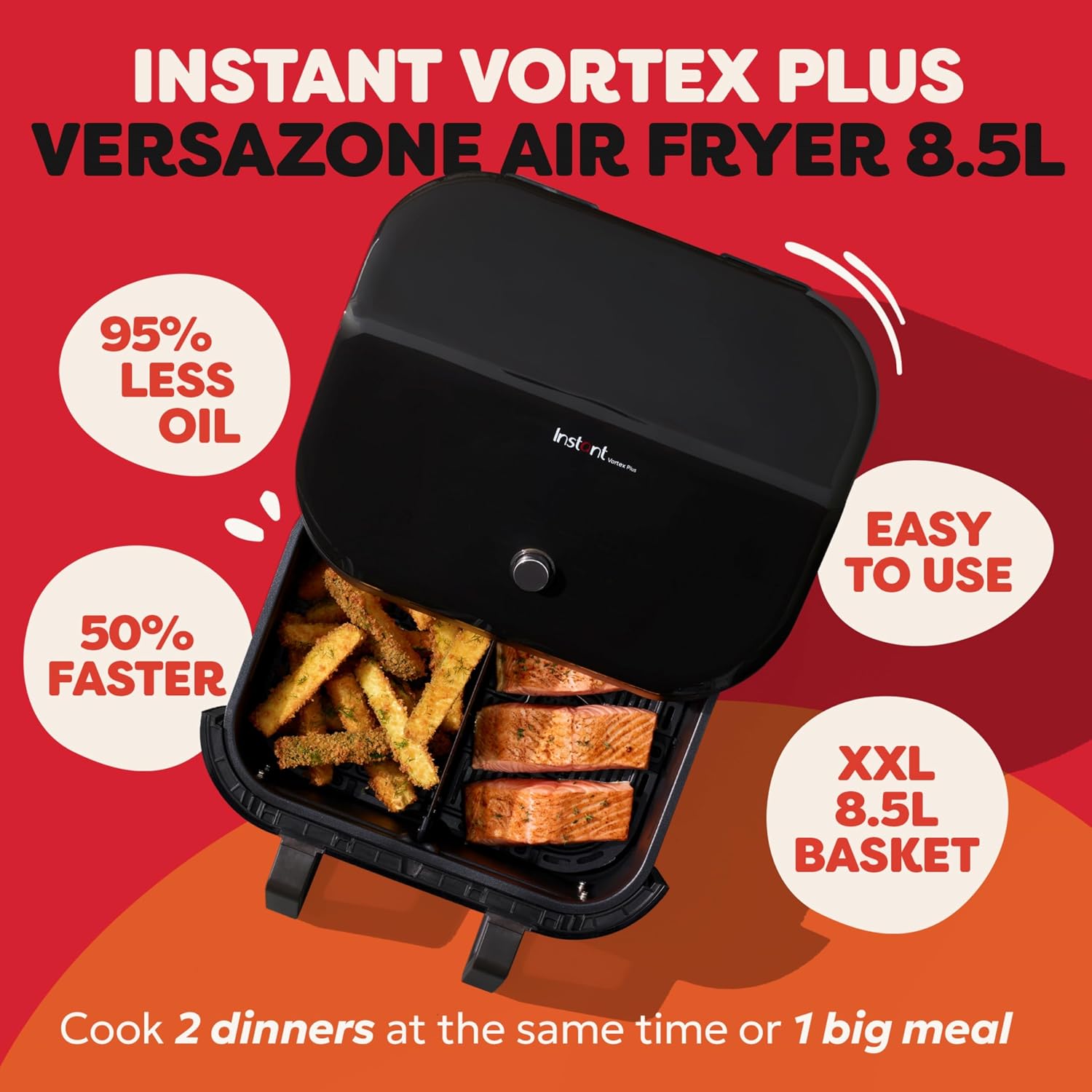 Dual Zone Air Fryer 8.5L 8-in-1 With Sync Cook Black