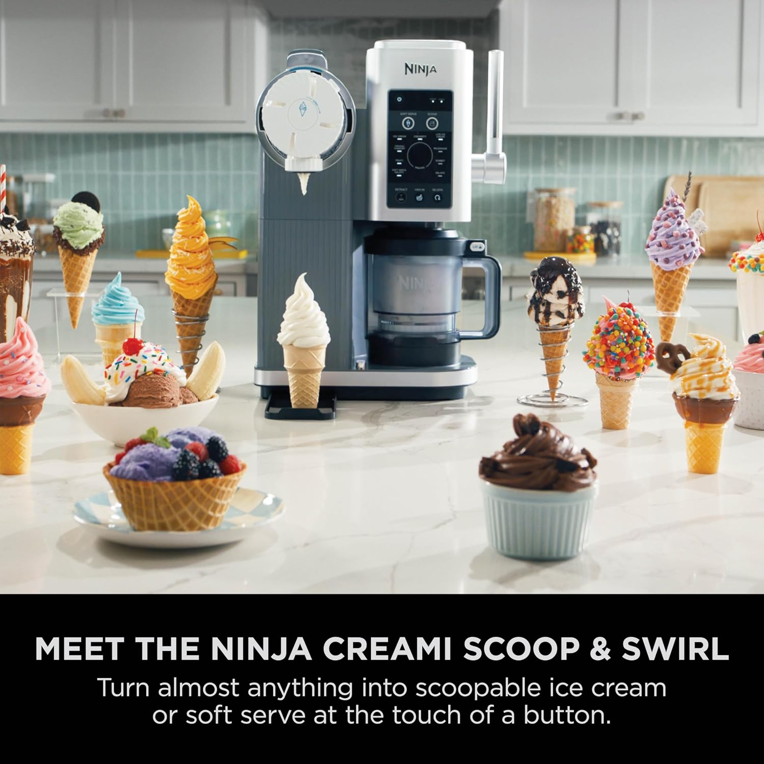 Ice Cream Maker 13 Functions 2x 480ml Tubs Soft Serve Platinum