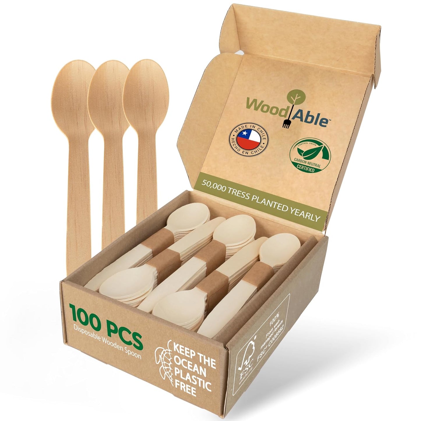 Bamboo Spoons 100 Pack 6.5in Compostable Cutlery