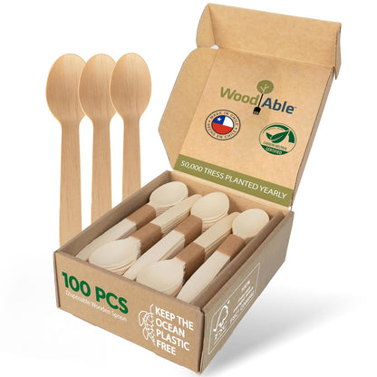 Bamboo Spoons 100 Pack 6.5in Compostable Cutlery