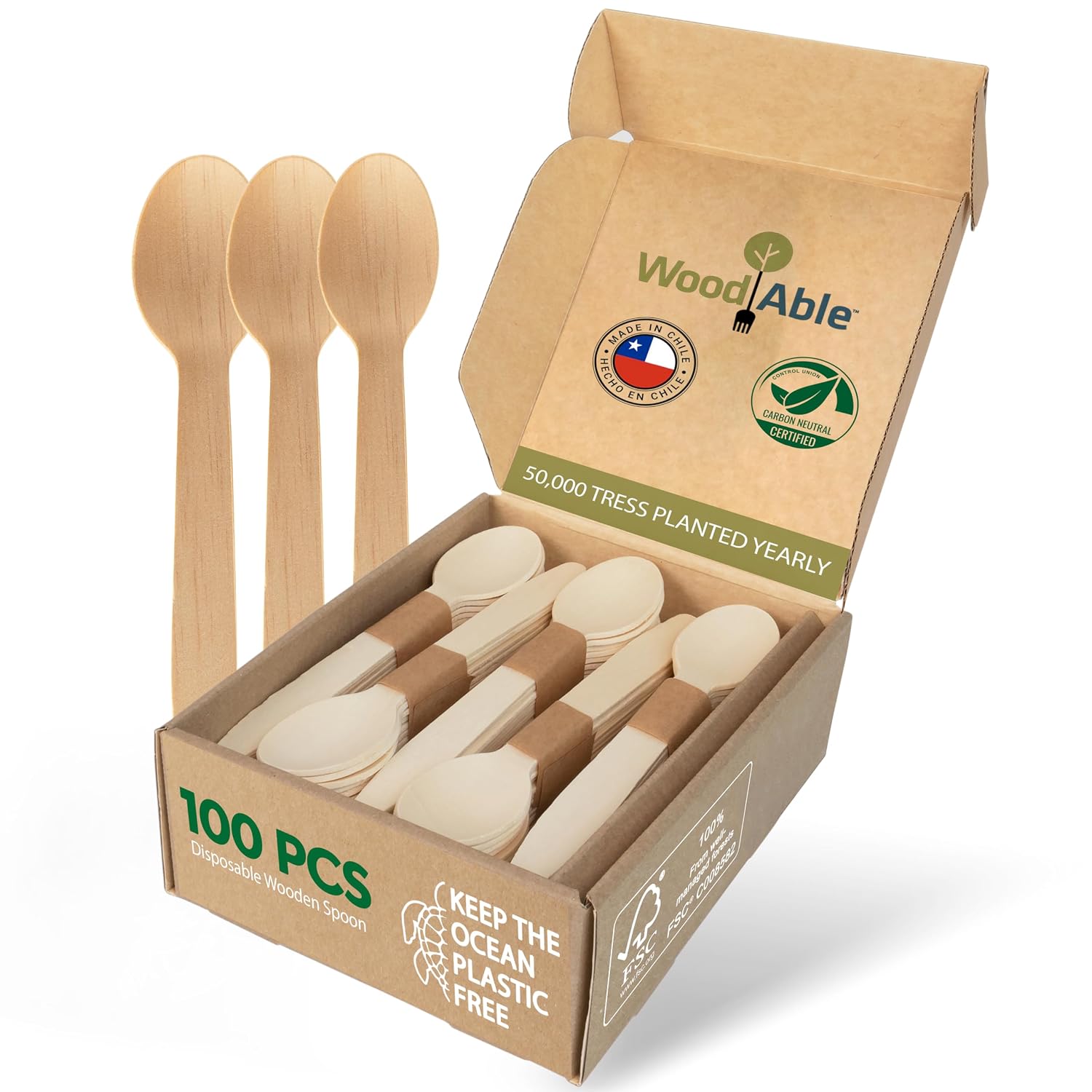 Cutlery Set 100 Spoons 6.5in Compostable Bamboo