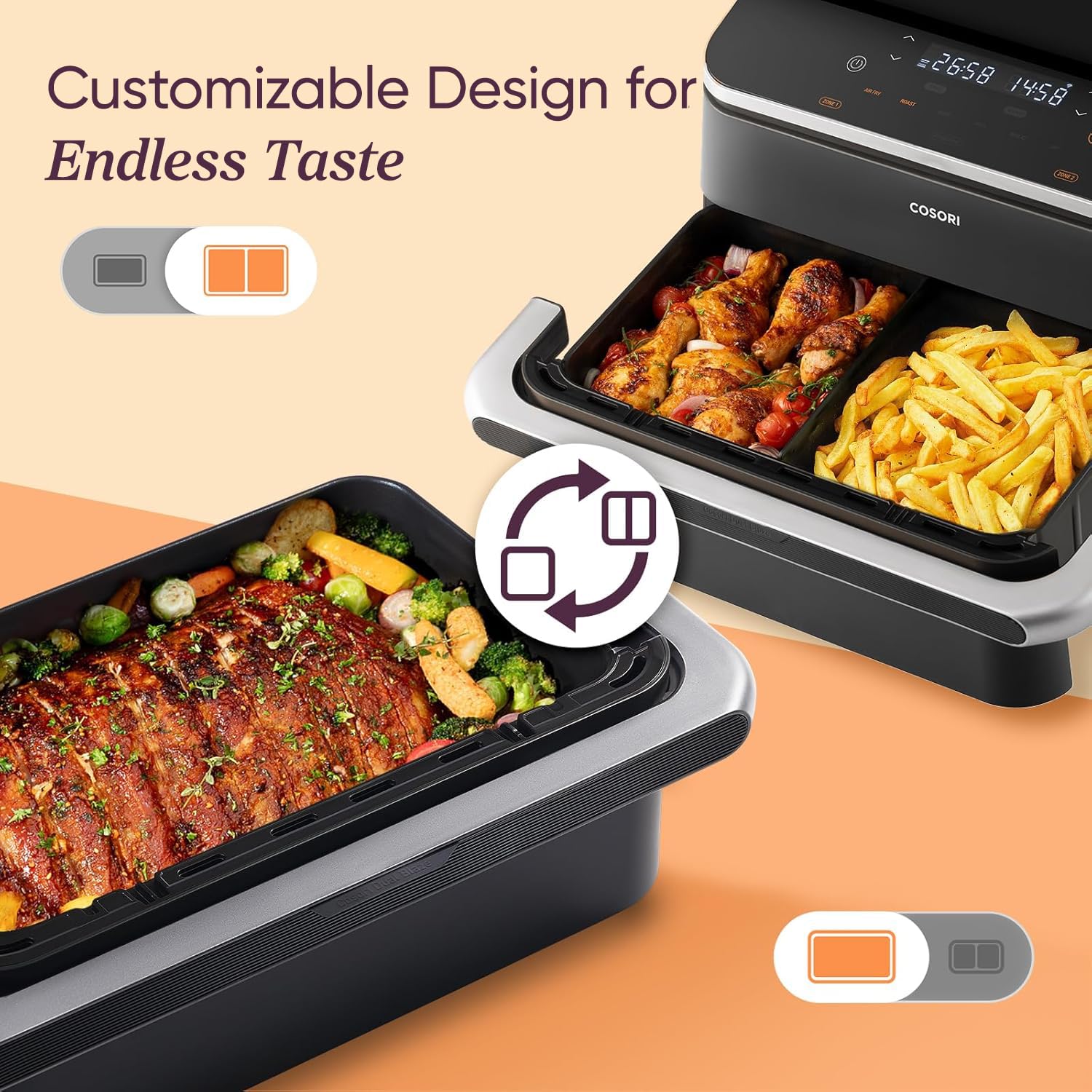 TwinFry Dual Air Fryer 10L Flexible Capacity Dual Blaze