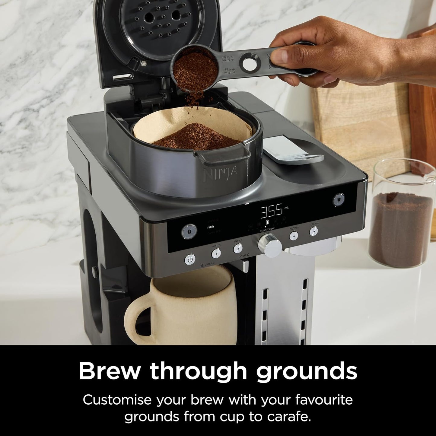 2-in-1 Filter Coffee and Pod Capsule Machine with Built-in Milk Frother 1.8L Gunmetal