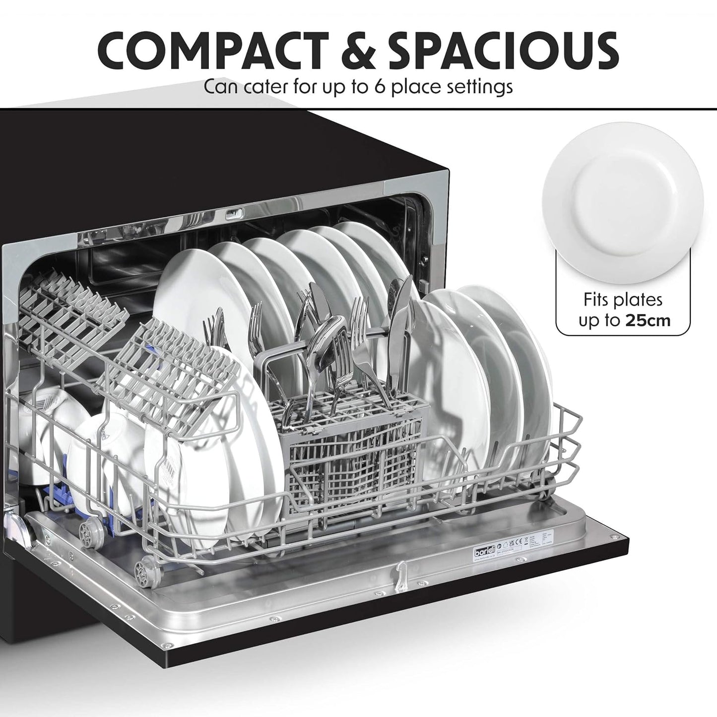 Table Top Dishwasher 6 Place Settings 6 Programmes Black