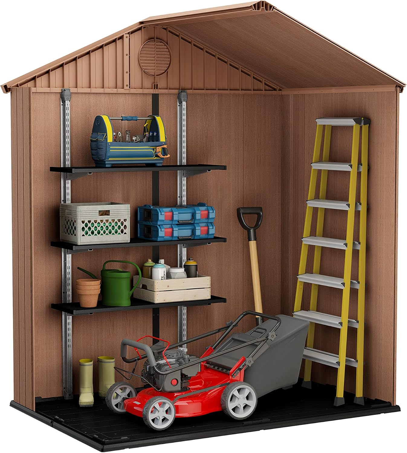 Darwin 6x4ft Double Door Garden Shed — Wood-Effect Outdoor Storage