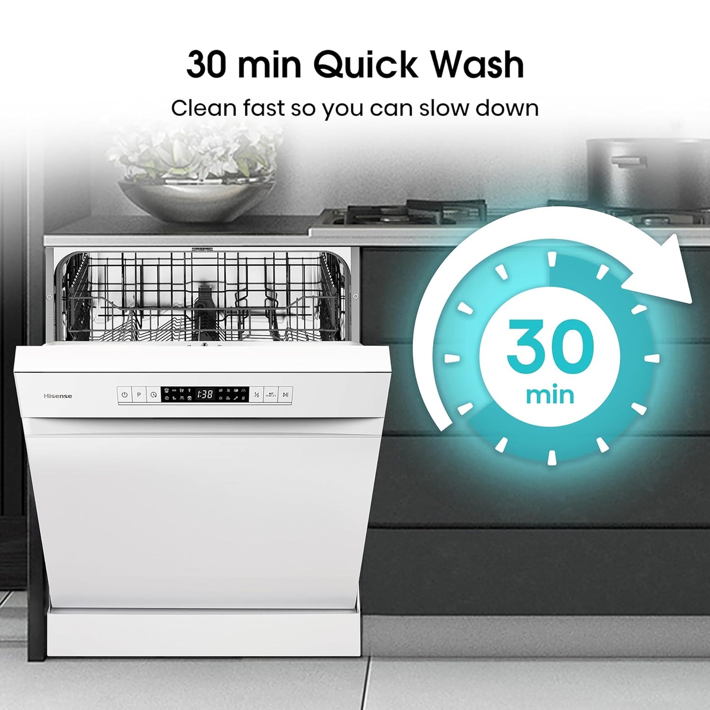 Freestanding Dishwasher 13 Place Settings 47dB 8 Programmes White