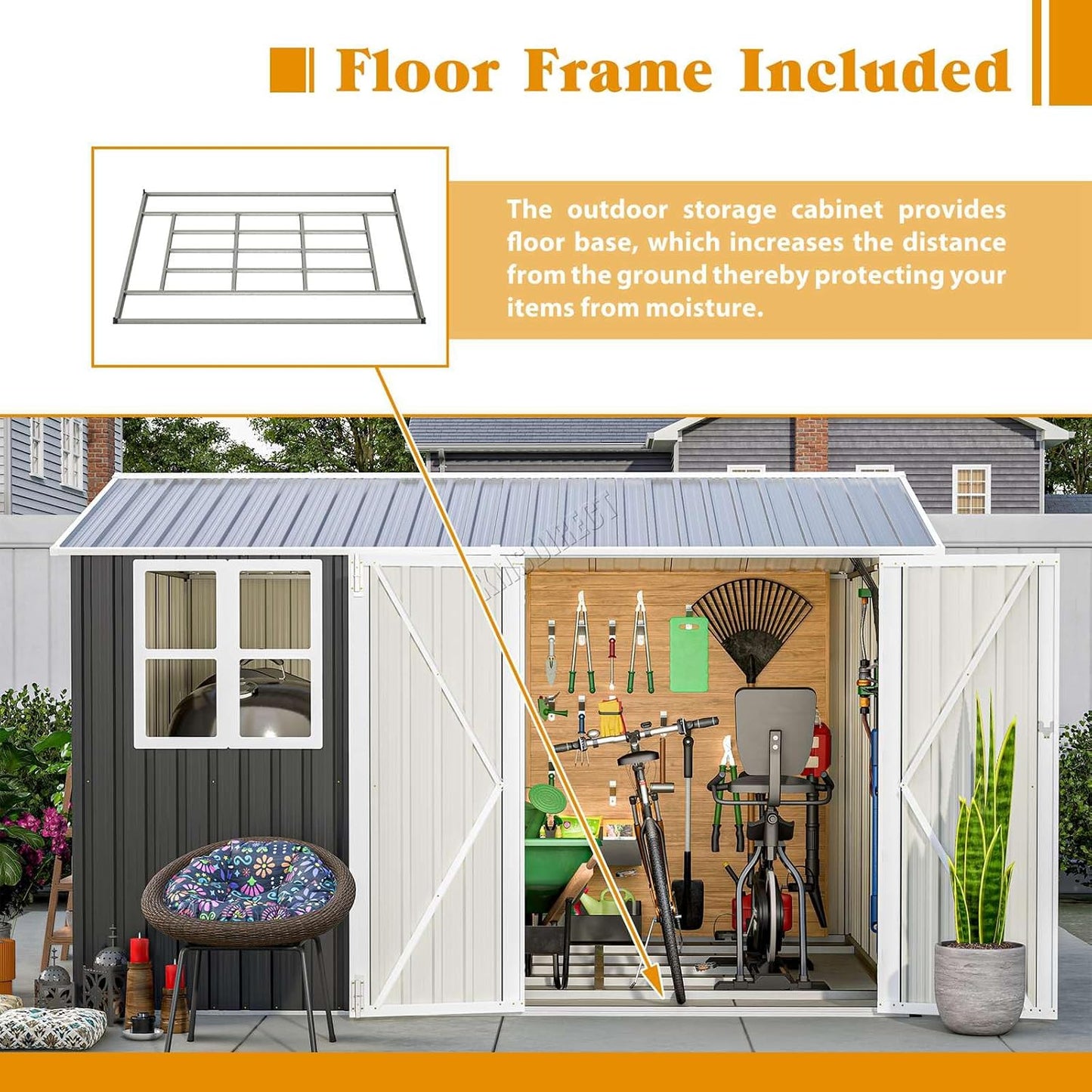 Garden Storage Shed 10 X 8 Ft Anthracite Metal Apex Roof