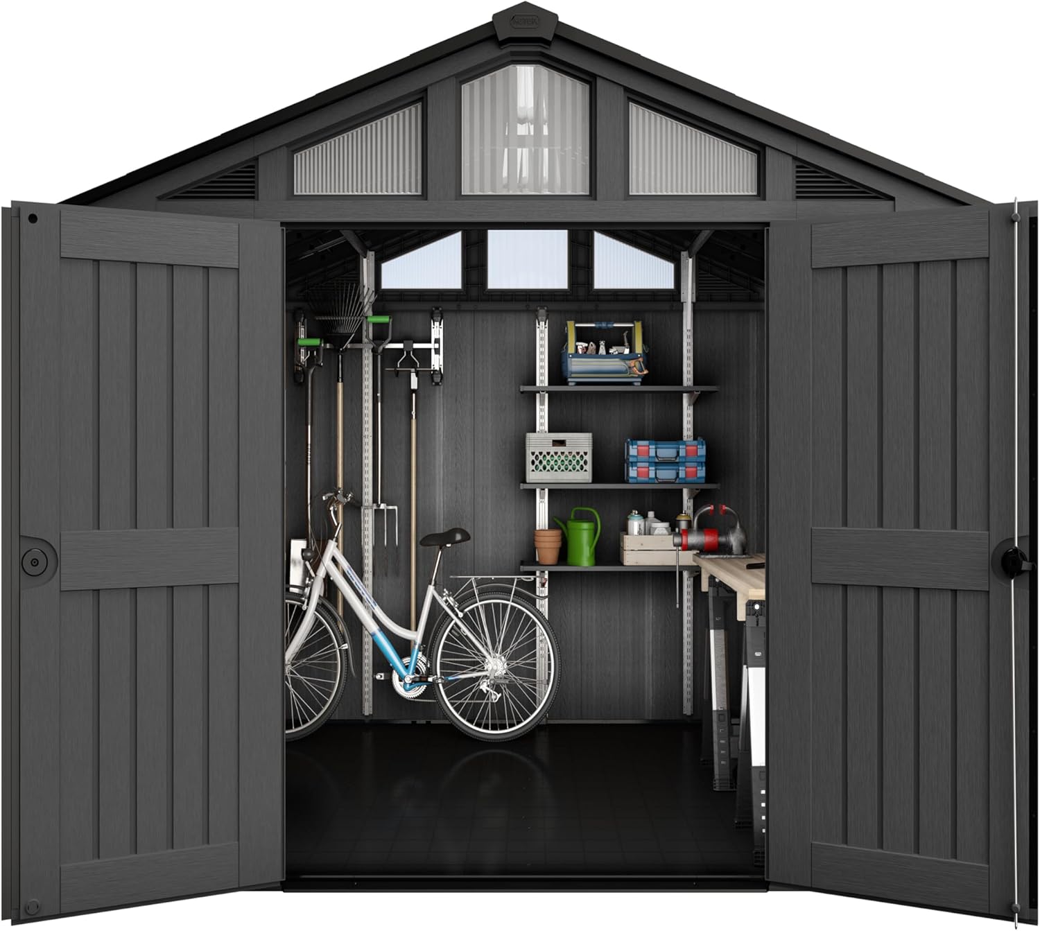 10x15ft Stronghold Outdoor Storage Shed — Wood-Effect, Weatherproof & Steel-Reinforced