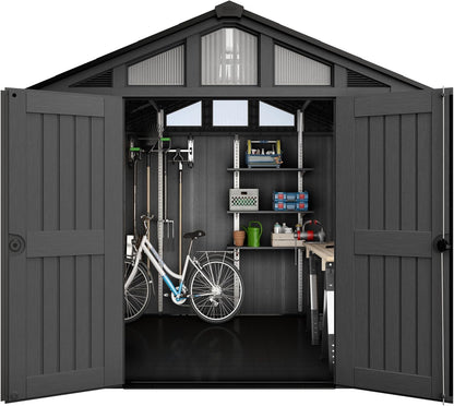 10x15ft Stronghold Outdoor Storage Shed — Wood-Effect, Weatherproof & Steel-Reinforced