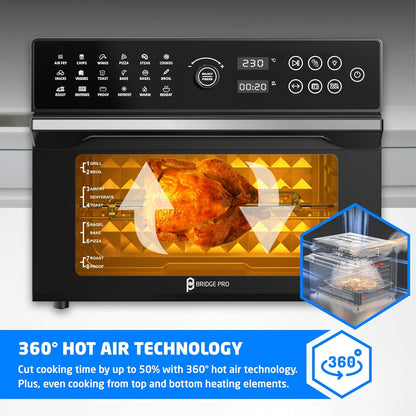 Air Fryer Oven 30L 1800W With Rotisserie 20-In-1 Dual Cook Black