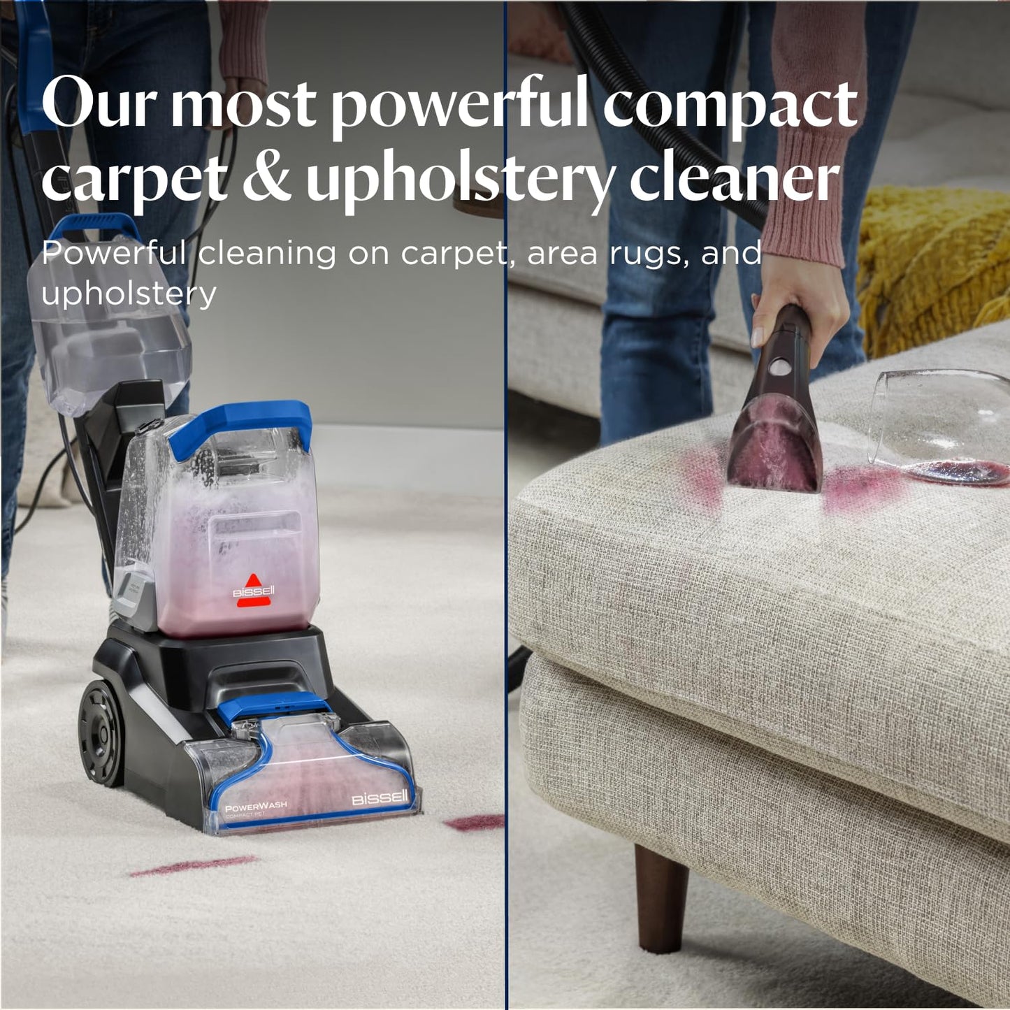 Compact Carpet Cleaner 600W 0.5L Detachable Hose Blue