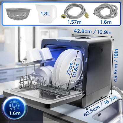 Table Top Dishwasher 5L 950W 8 Programs Black