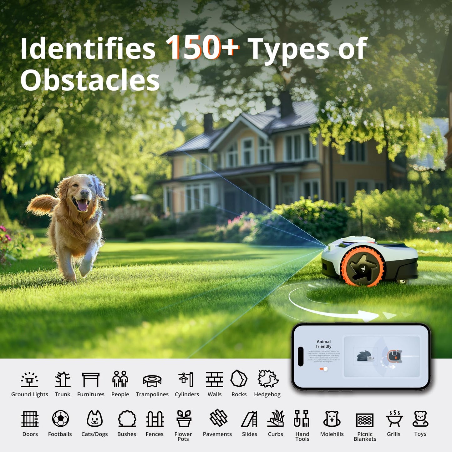 Robotic Lawn Mower 500m² EFLS 2.0 RTK Vision AI Mapping Grey