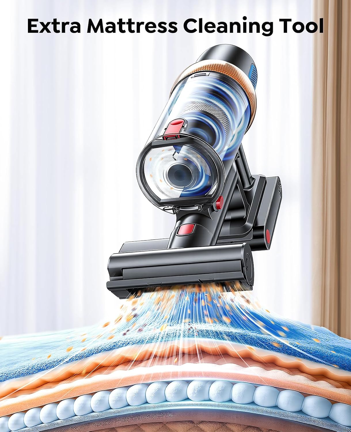 Cordless Stick Vacuum Cleaner 600W 50kPa Suction 65min Runtime Blue