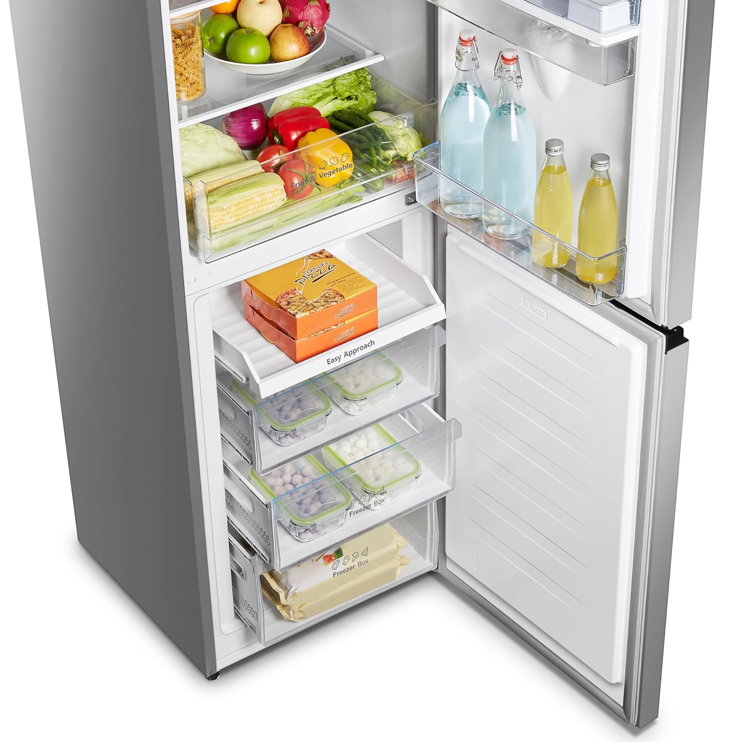 Freestanding Fridge Freezer 256L Total No Frost Water Dispenser Silver