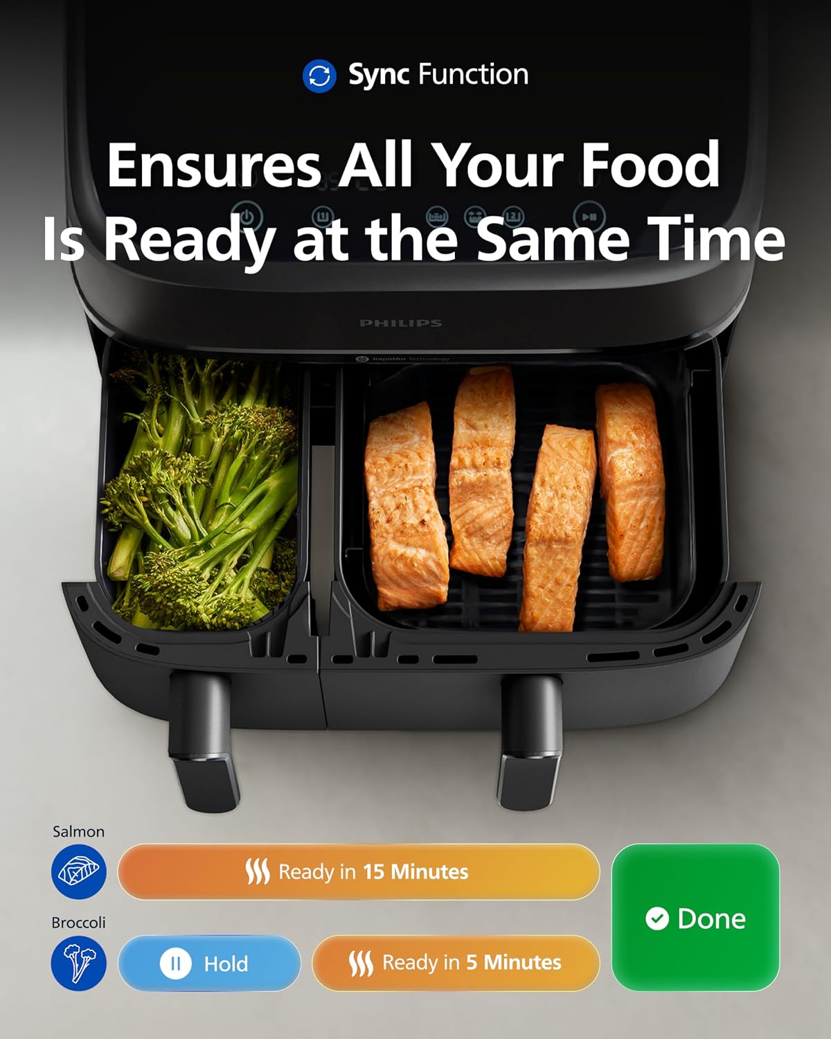 Dual Air Fryer 9L 2750W 13 Presets Digital Touchscreen Black & Silver