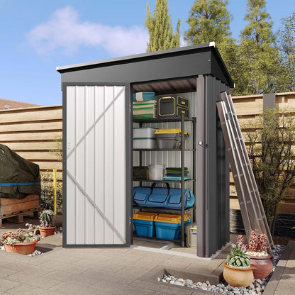 Vertical Garden Storage Shed 29.5 X 17.3 X 68.3 In Black Galvanized Steel