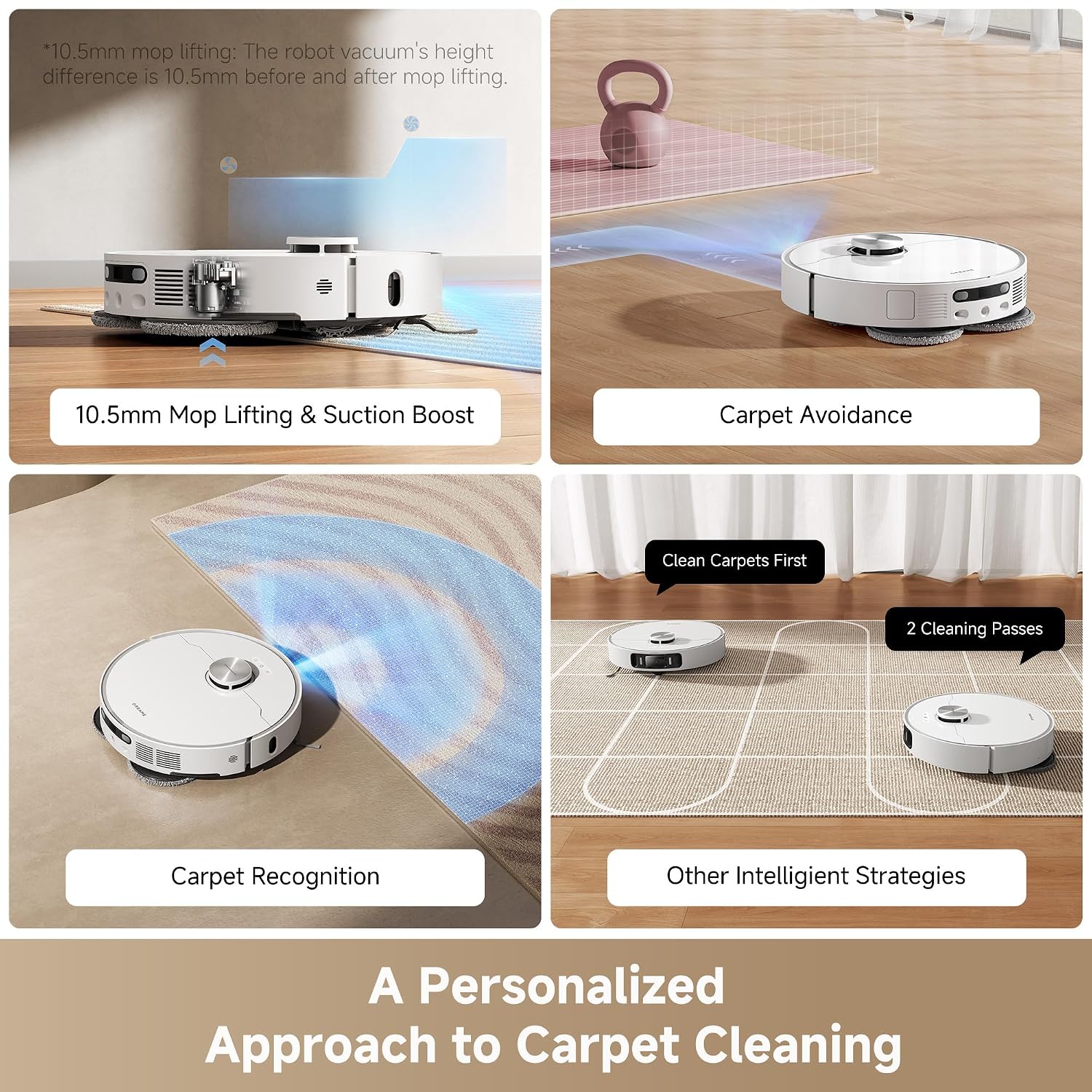 Robot Vacuum And Mop 19,000Pa Suction Obstacle Avoidance White