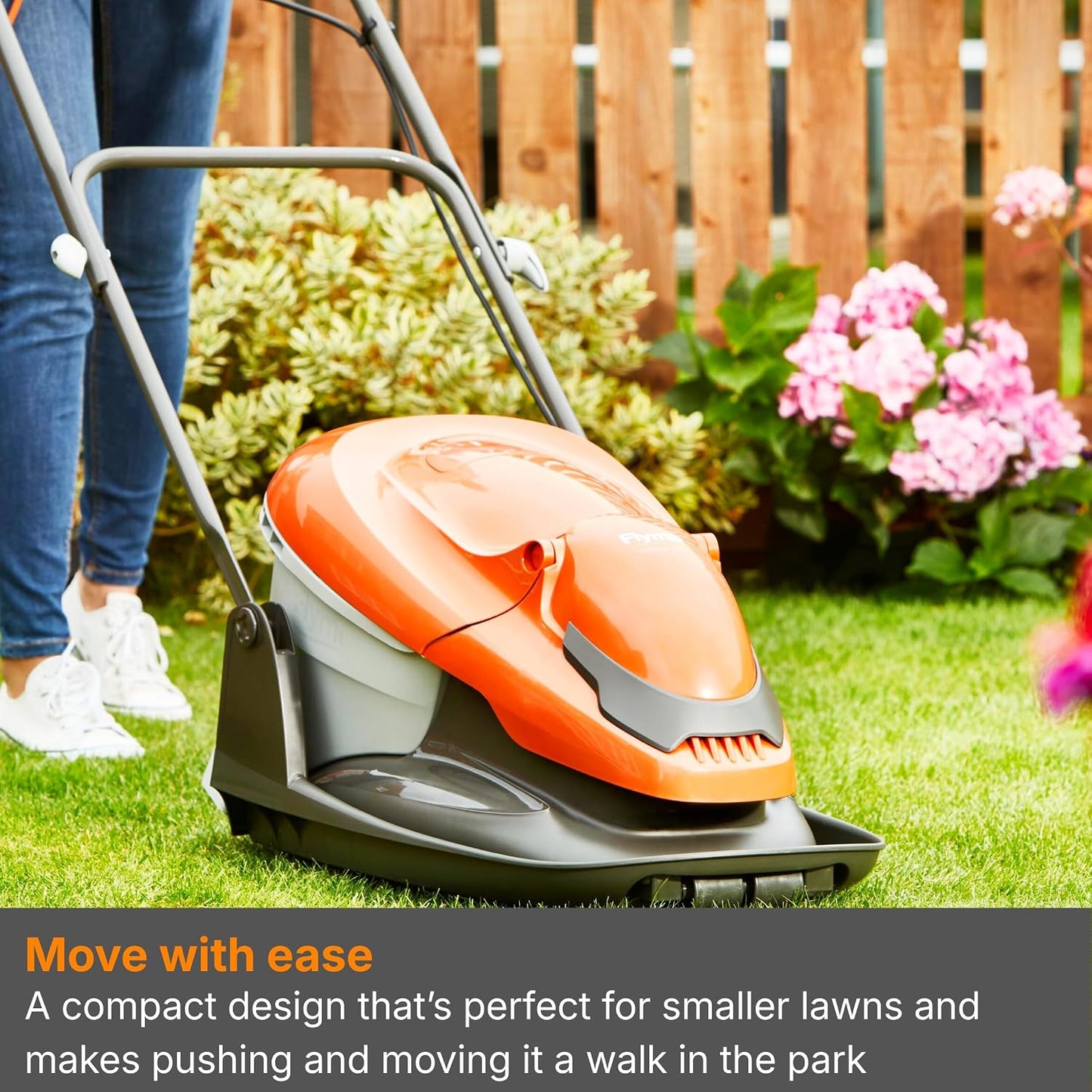 Hover Lawn Mower 36cm 2000W 26L Grass Box 4 Cutting Heights Orange Grey
