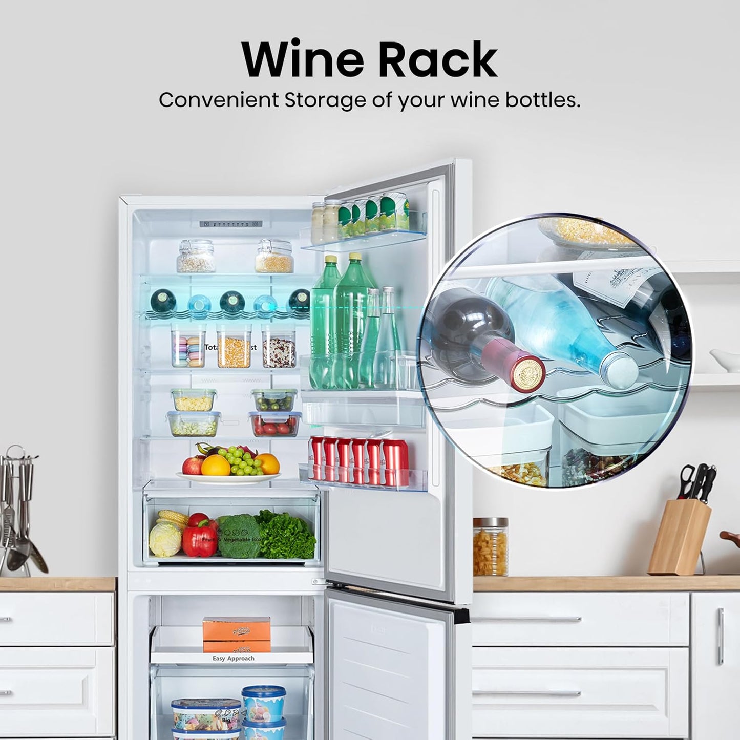 Freestanding Fridge Freezer 304L Total No Frost Water Dispenser White
