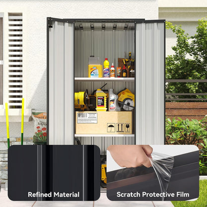 Vertical Garden Storage Shed 29.5 X 17.3 X 68.3 In Black Galvanized Steel