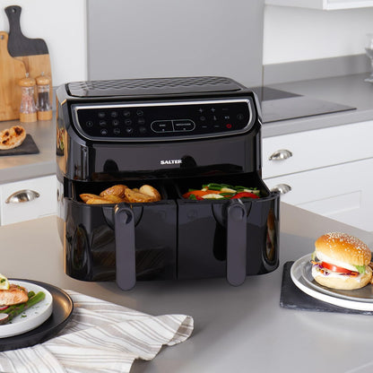 Dual Air Fryer 8.2L 12 Presets Sync & Match Cook Black