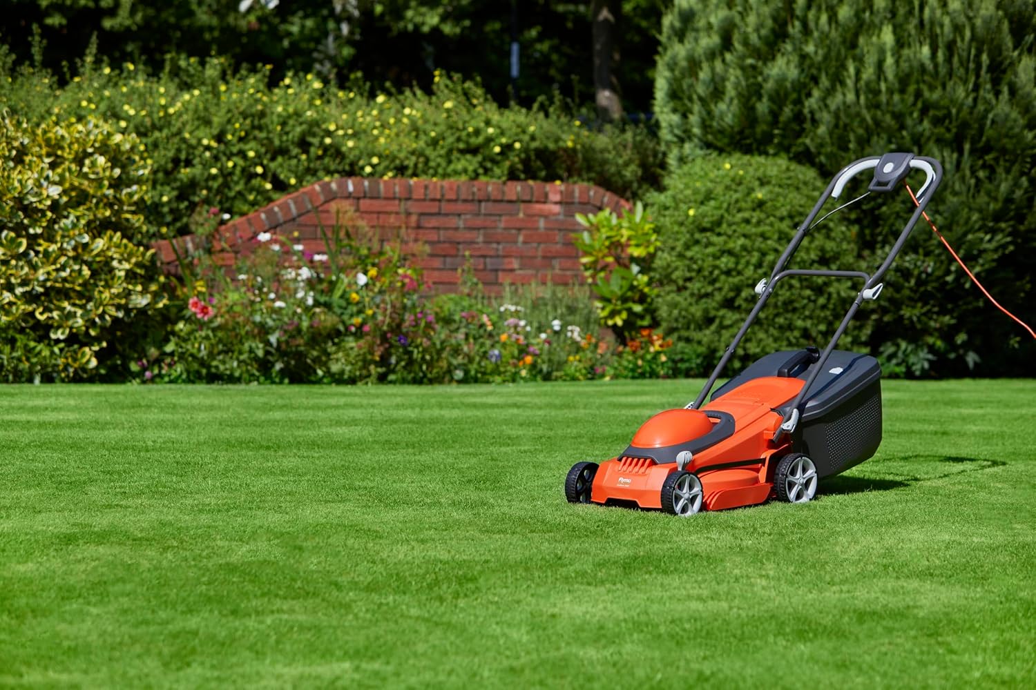 Corded Electric Lawn Mower 1600W 38cm 45L 5 Heights Orange Grey