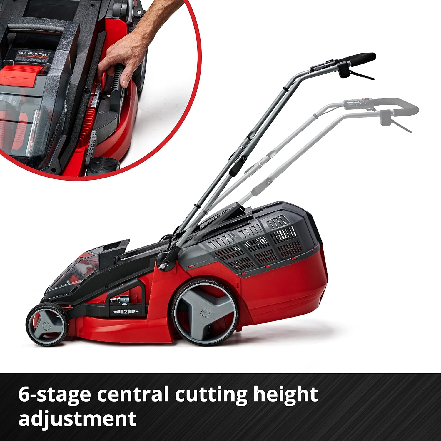 Cordless Lawn Mower 43cm 63L Grass Box 6 Heights Mulching 36V 2 Batteries 2 Chargers