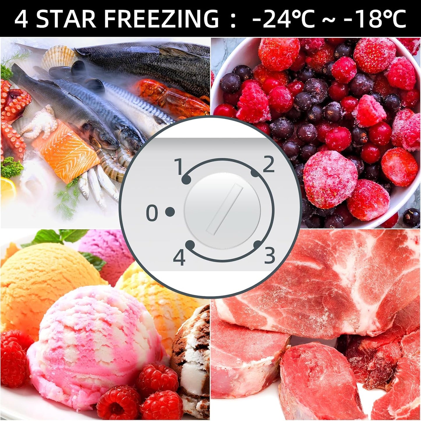 Upright Freezer 90L Reversible Door Adjustable Thermostat Black