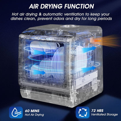 Mini Table Top Dishwasher 6 Programs Countertop Portable Dual Water Supply Baby Care Mode