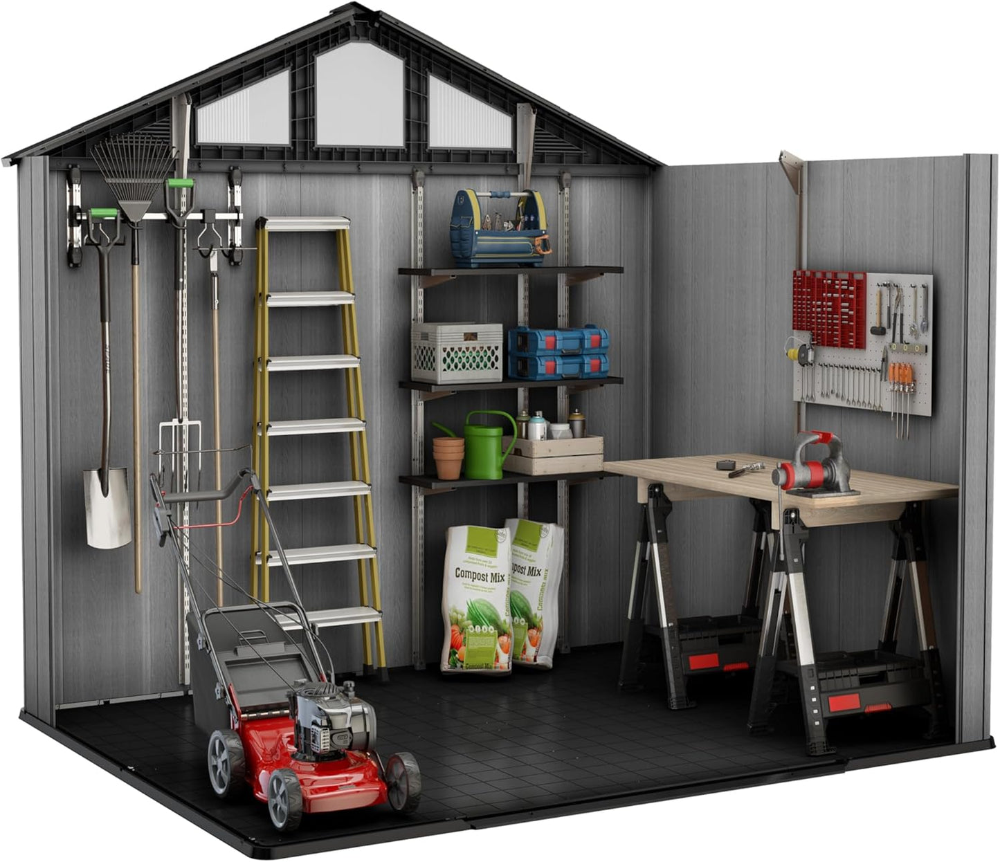 10x15ft Stronghold Outdoor Storage Shed — Wood-Effect, Weatherproof & Steel-Reinforced