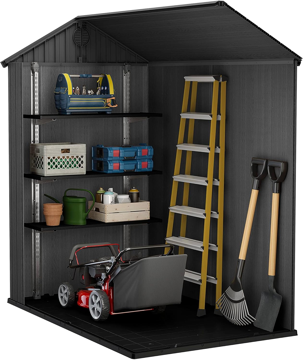 Darwin 6x4ft Double Door Garden Shed — Wood-Effect Outdoor Storage