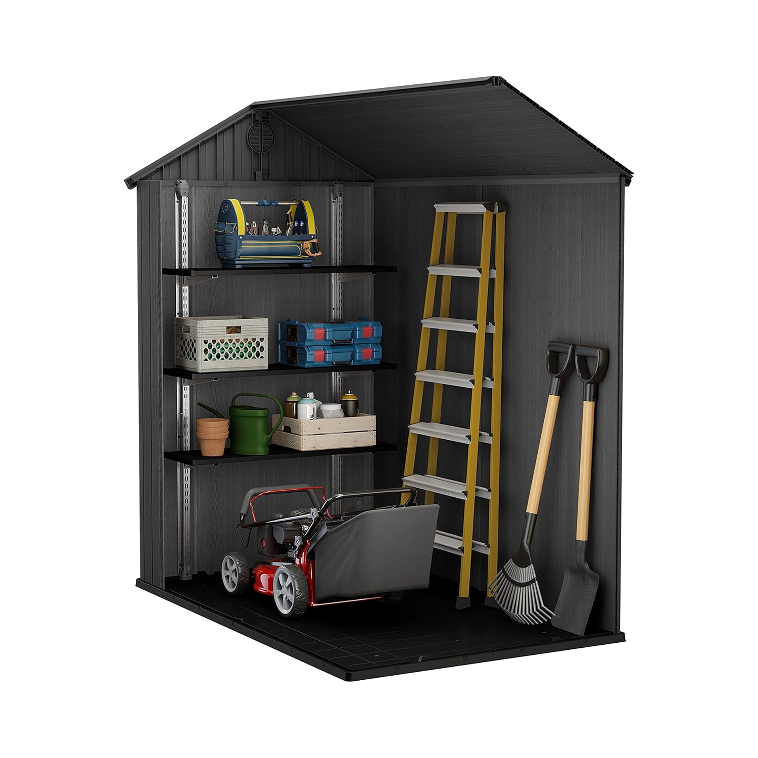 Resin Garden Storage Shed 6 X 4 Ft Grey Single Door Lockable