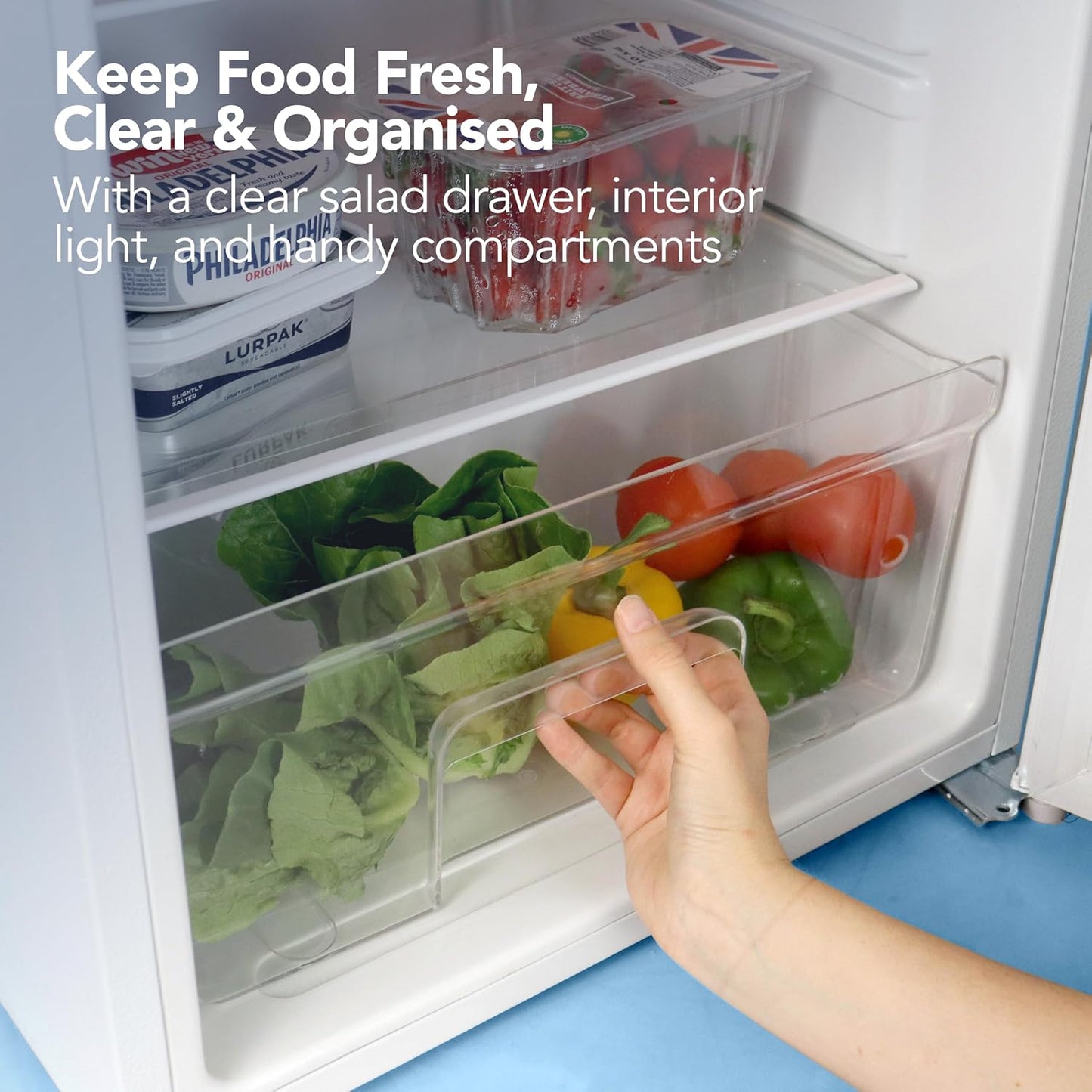 Under Counter Fridge 91L 48cm Chill Box Reversible Door White