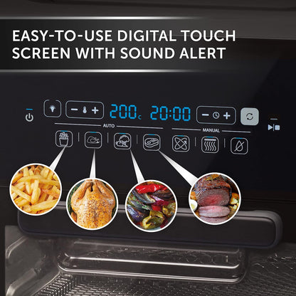 Air Fryer Oven 10L 2000W Digital Touch Fry Bake Dehydrate Black Grey