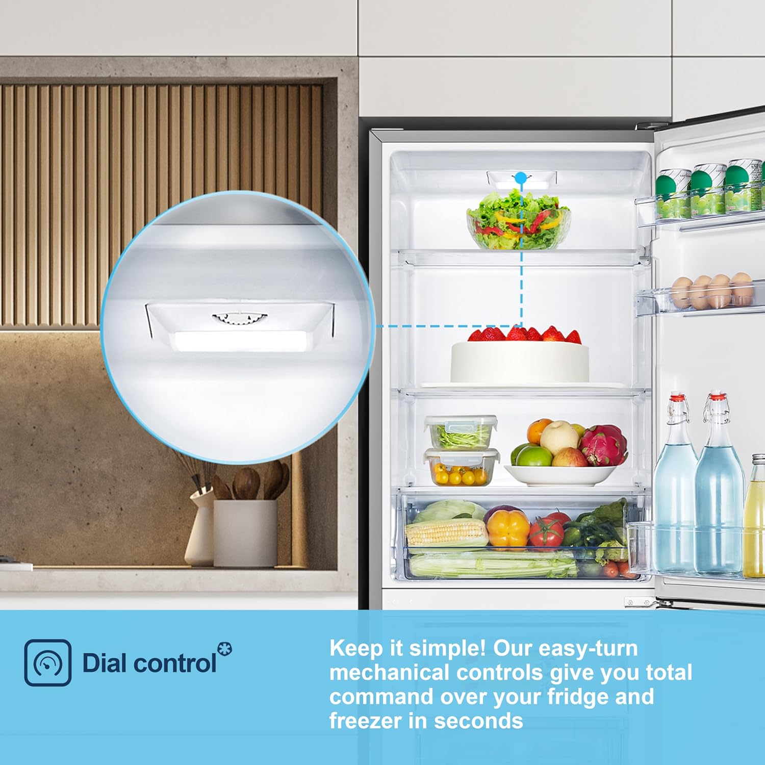 Freestanding Fridge Freezer 252L 50/50 No Frost LED Silver